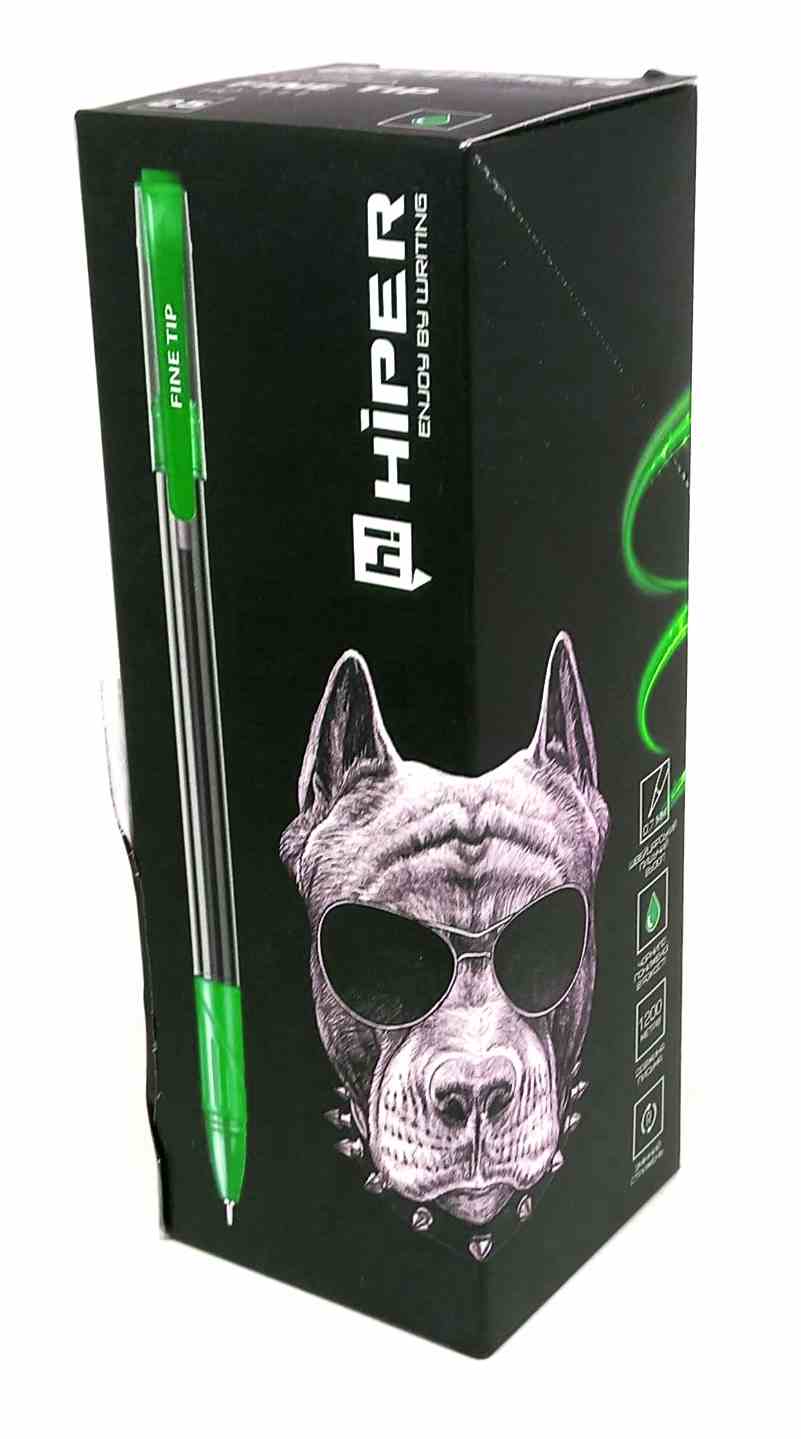 Ручка олій. Hiper Fine Tip 0,7мм (зелена) ЦІНА ЗА УП. 25ШТ, у кор. 15*5*3см Ручка олій. Hiper Fine Tip 0,7мм (зелена) ЦІНА ЗА УП. 25ШТ, у кор. 15*5*3см