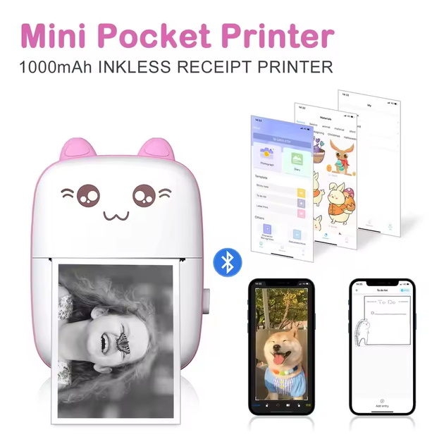 Портативний термопринтер Bluetooth з вушками, в кор. 12*9*5см