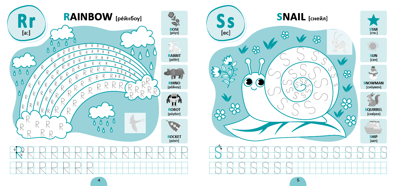 Книга Прописи-асоціації. Англійська абетка 23,5*22см, Украина, ТМ УЛА