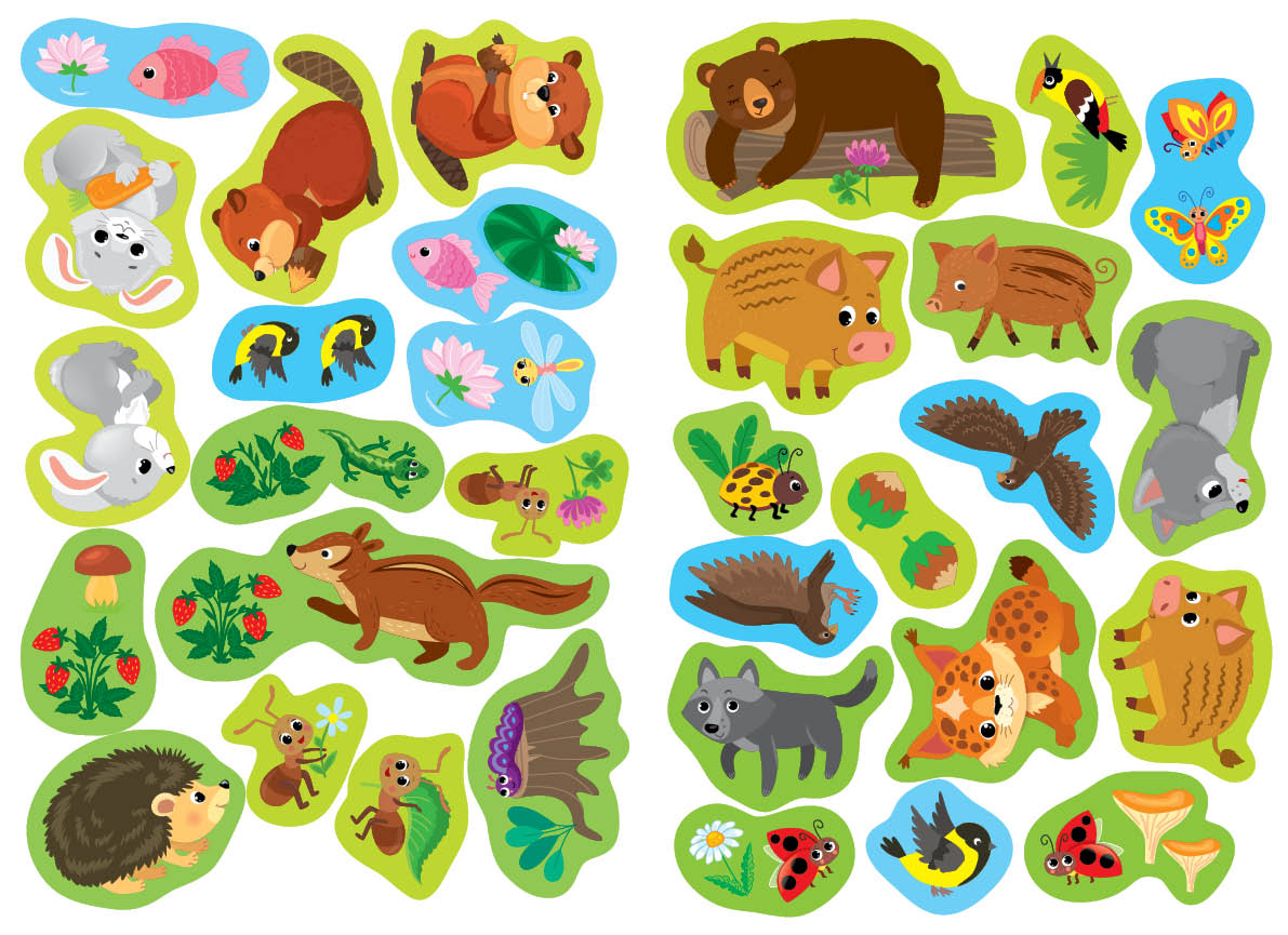 Книга "Прості аплікації великими наліпками. Лісові звірята" 21*30,5см, Украина, ТМ УЛА