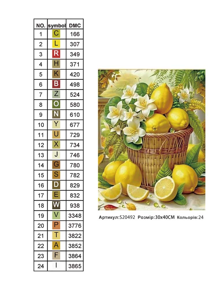 Алмазна мозаїка " Лимоновий достаток" 30*40см,  на рамці, в кор. 31*41*2,5см, ТМ Dreamtoys