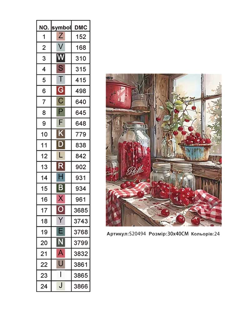 Алмазна мозаїка "Вишневий компот" 30*40см, на рамці, в кор. 31*41*2,5см, ТМ Dreamtoys