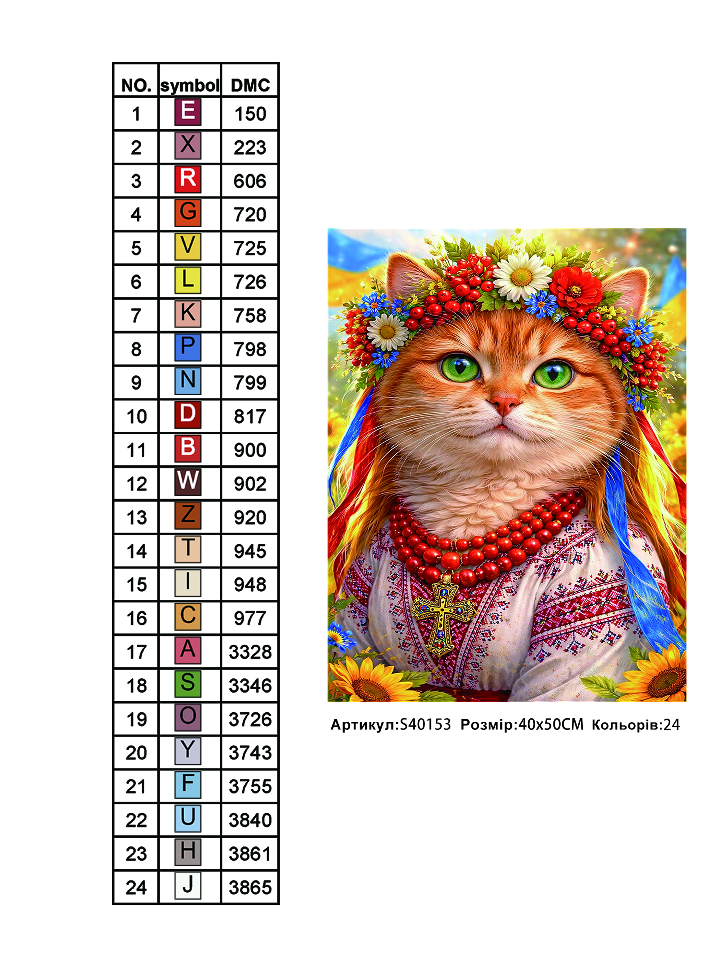Алмазна мозаїка "Муркотуха у віночку" 40*50см, на рамці, в кор. 41*51*2,5см, ТМ Dreamtoys