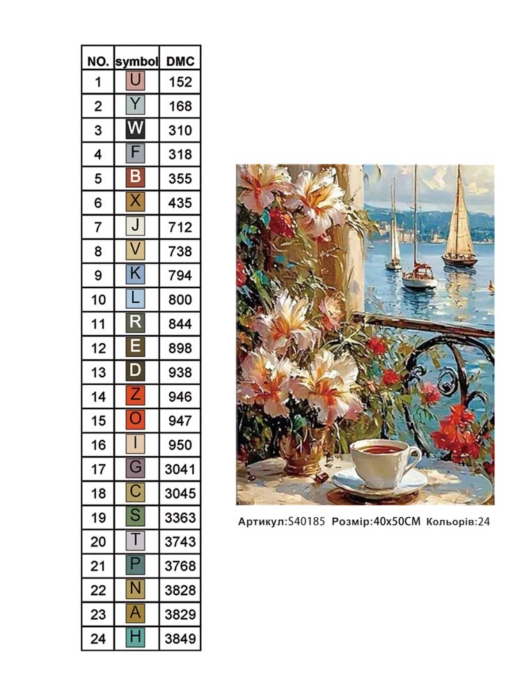 Алмазна мозаїка "Чаювання у моря" 40*50см, на рамці, в кор. 41*51*2,5см, ТМ Dreamtoys